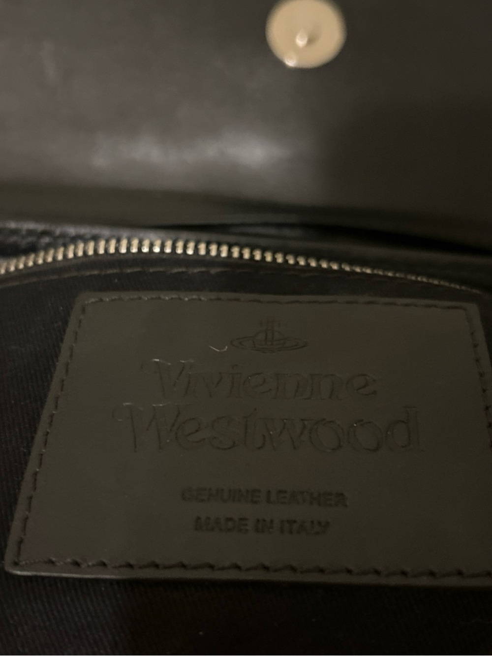 Vivienne Westwood Black Leather Crossbody with Embossed Detail and Silver Buckle - Picture 6 of 8